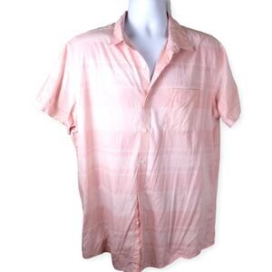 Marc Anthony Pink Plaid Cotton Short Sleeve Button Down Shirt XL